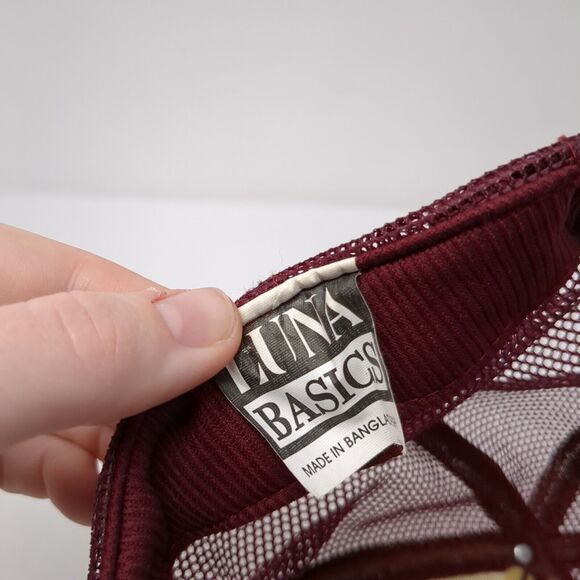 Luna Basics Snapback Trucker Hat Red OS Adjustable Embroidered Mesh Back Rope - Picture 8 of 8